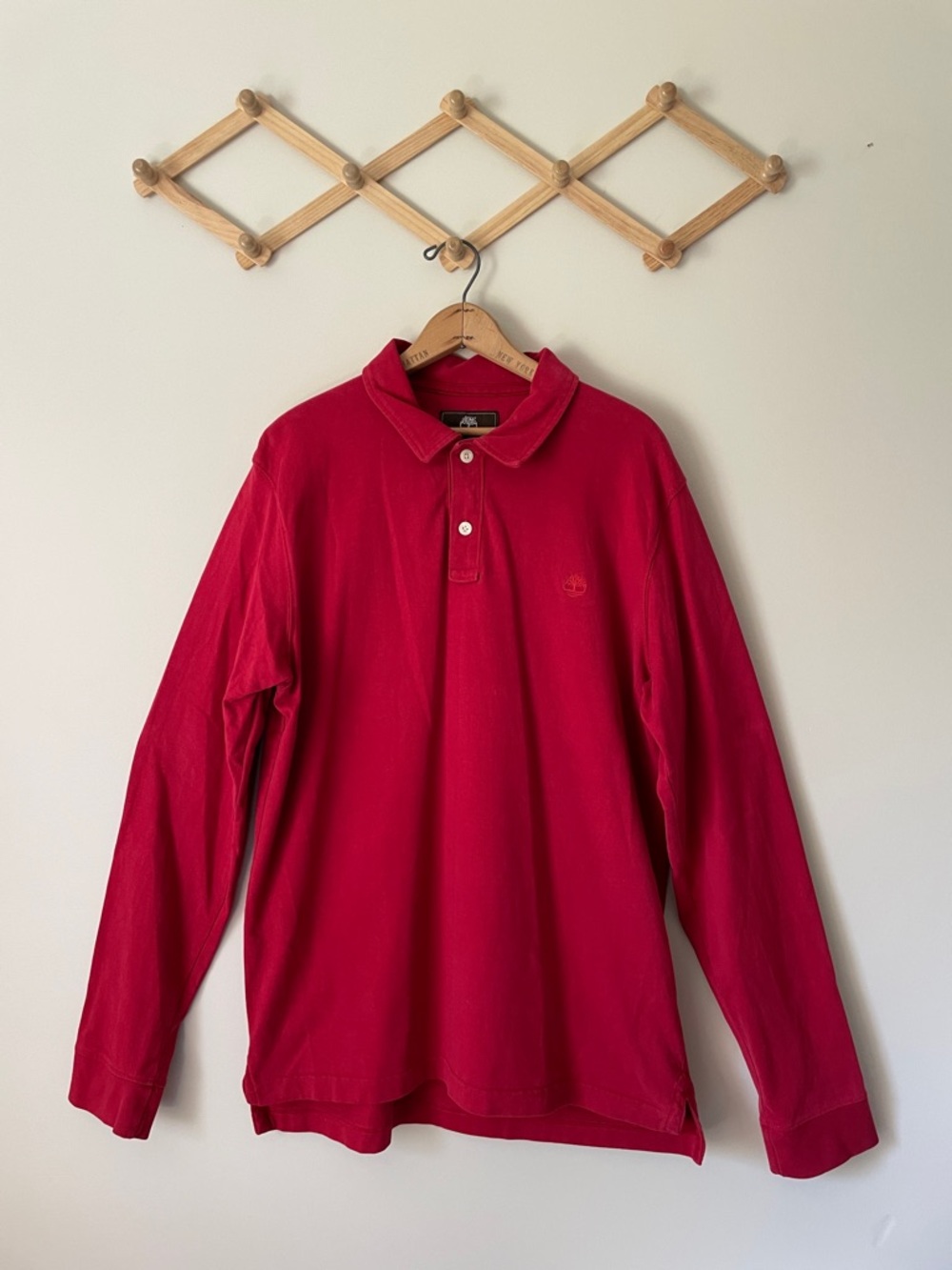 Timberland Men’s Long Sleeve Polo in Red